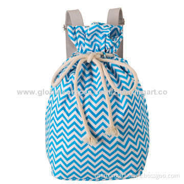 Canvas backpack in chevron pattern printing